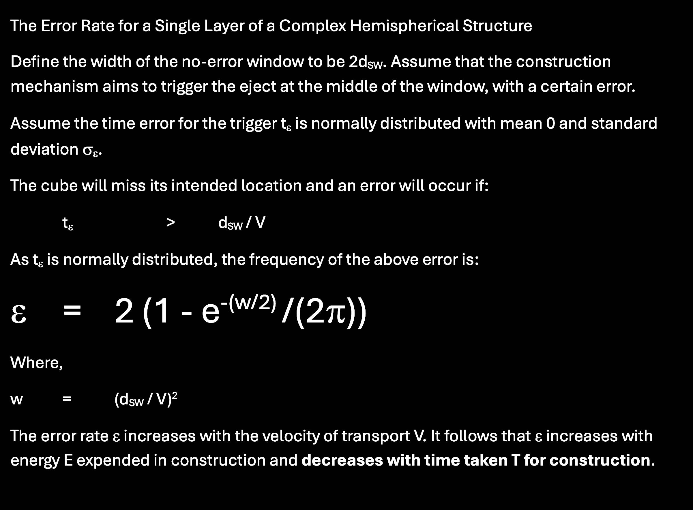 The Error Rate for a Single Layer of a Complex Hemispherical Structure